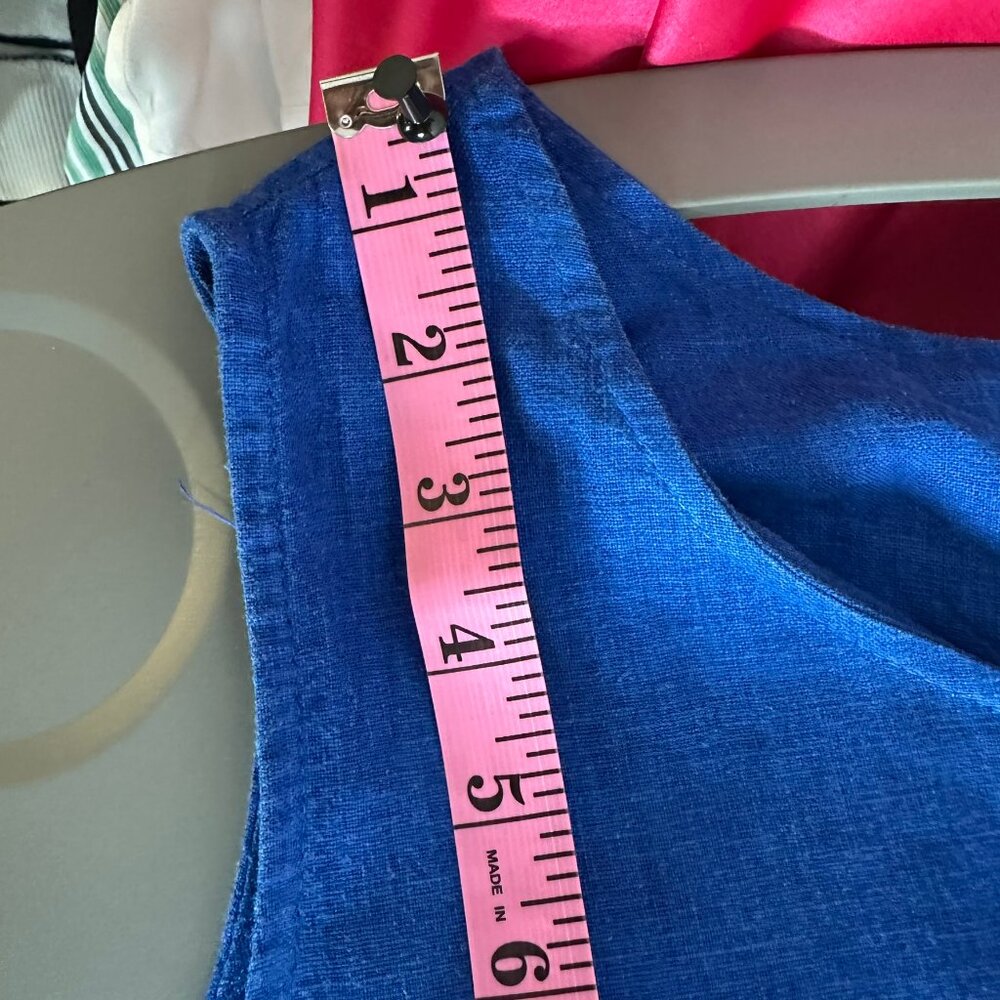 VTG COUNTRY WEAR CASUALS Blue Linen Sleeveless Maxi Embroider Dress Womens Sz L - Picture 12 of 15